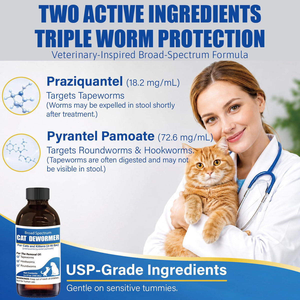 Cat Dewormer Liquid 100 mL with Oral Syringe U14536