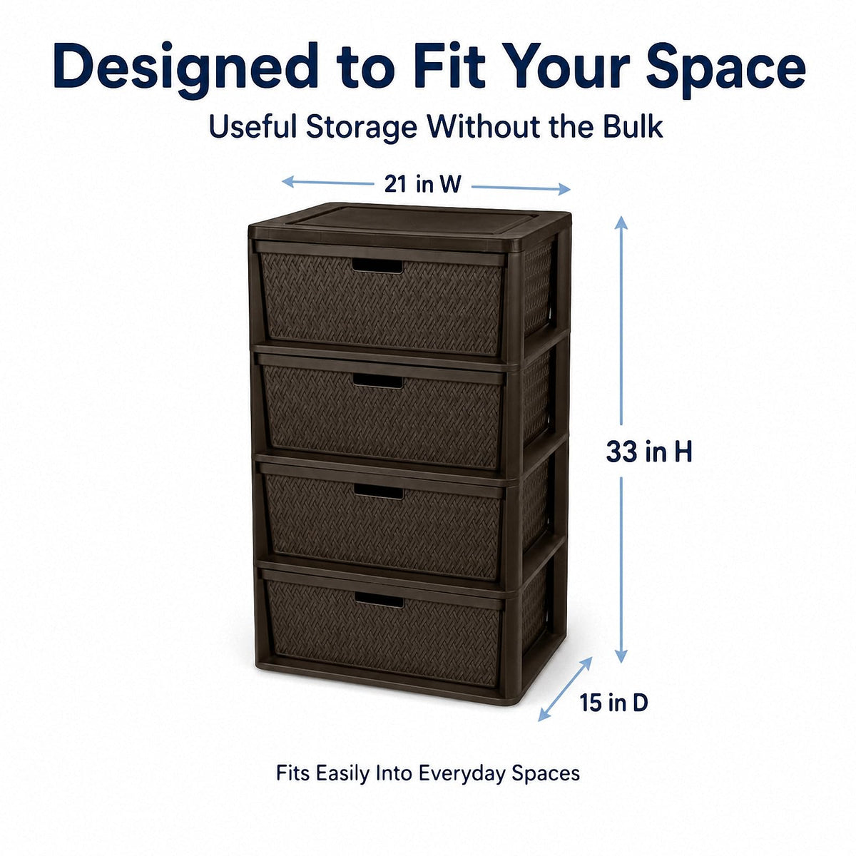 4 Drawer Brown Plastic Storage Tower B584193