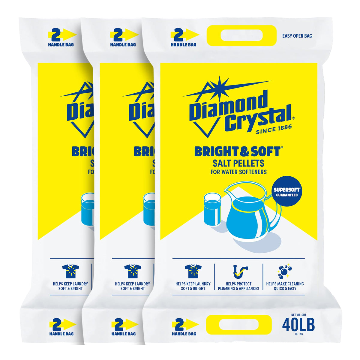 3 Pack Water Softener Salt Pellets, 40 Pounds I342