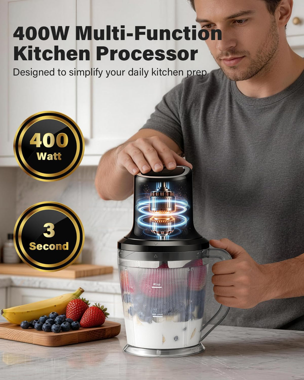 3-in-1 Small Food Processor Blender 400W with 6-Cup Jar G760911