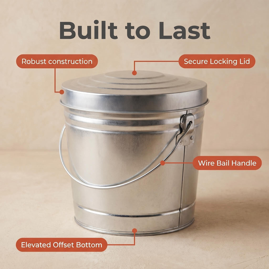 6 Gallon Galvanized Steel Storage Container with Locking Lid Z446