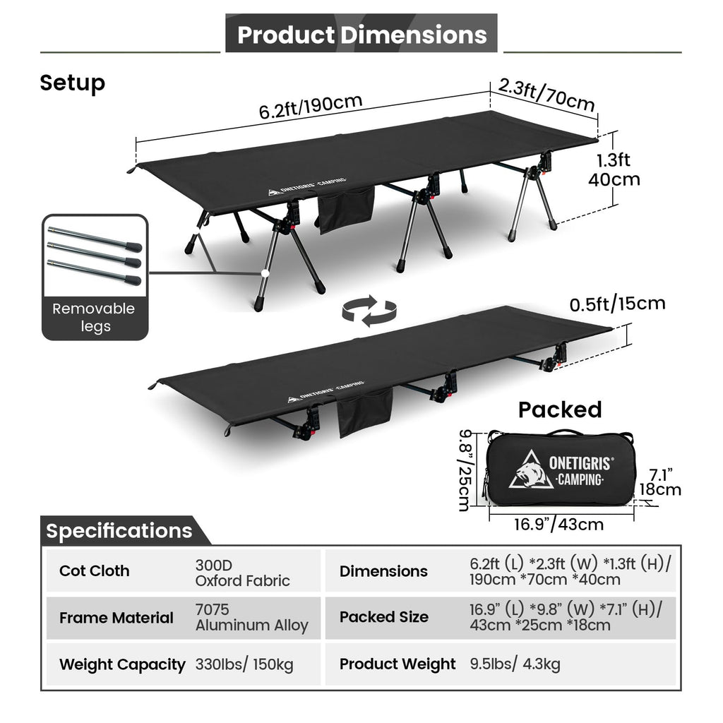 Height Adjustable Folding Camping Cot B104964