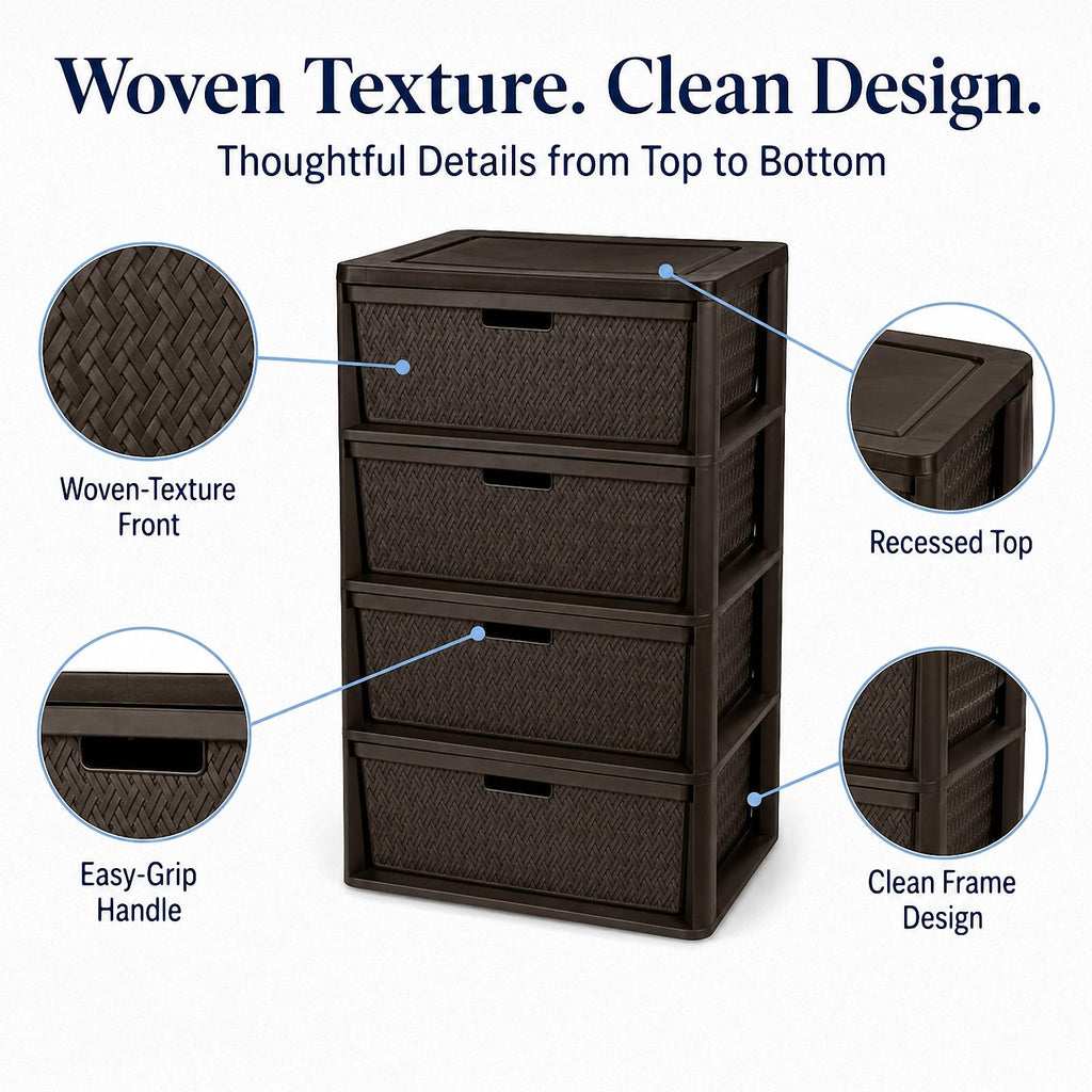 4 Drawer Brown Plastic Storage Tower B584193