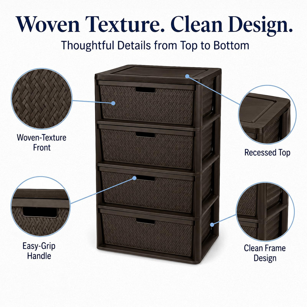 4 Drawer Brown Plastic Storage Tower B584193