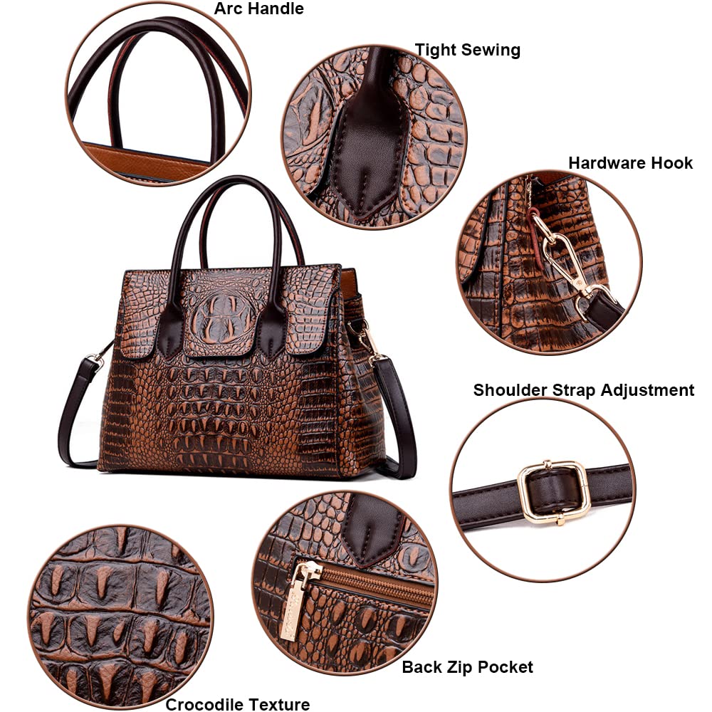 Embossed Faux Leather Satchel Handbag H566405