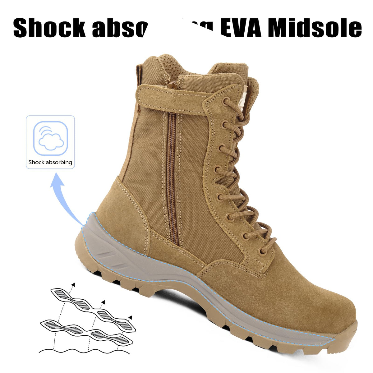 Lightweight Tactical Boots with Side Zipper N872