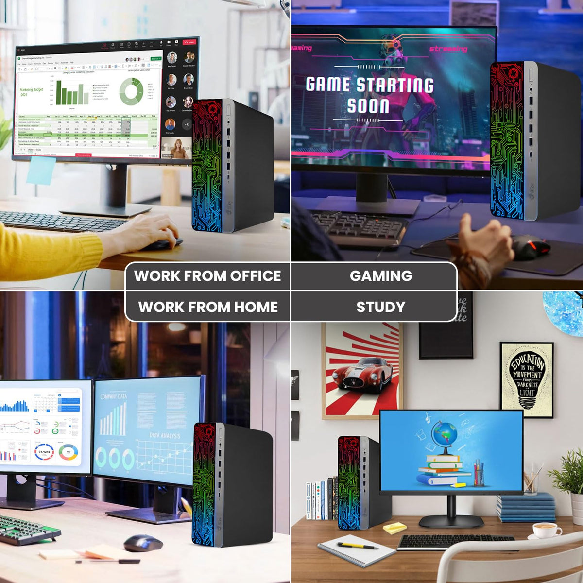 Intel Core i5 16GB DDR4 1TB SSD GT 1030 Gaming Desktop PC with 24 Inch Monitor B597379