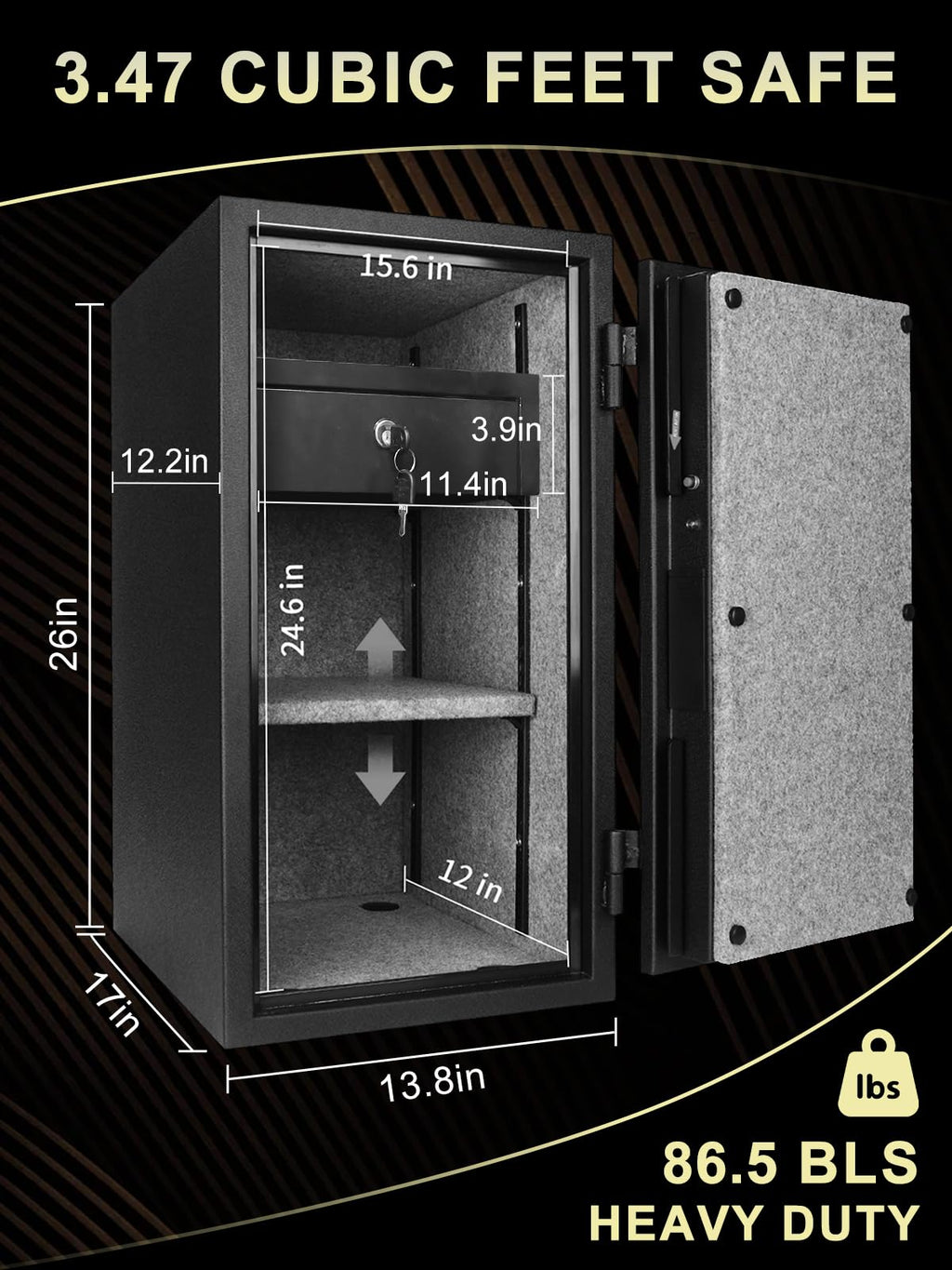 Fireproof Safe Box with Drawer, 3.47 Cu Ft L9943