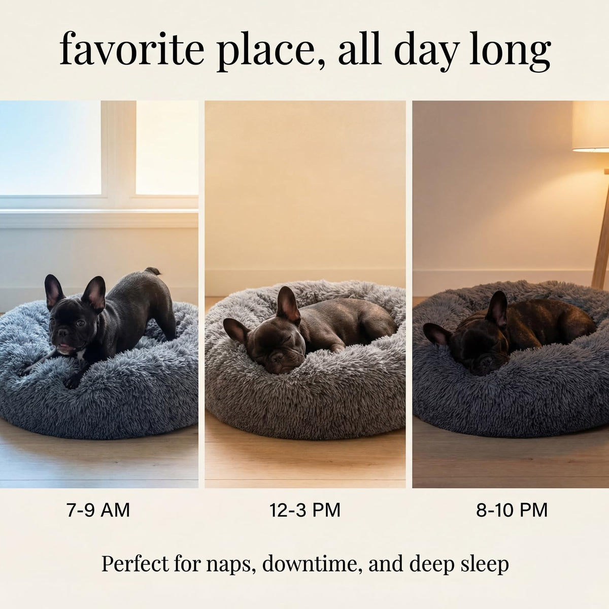 Small Anti-Anxiety Machine Washable Fluffy Round Dog Bed J3091