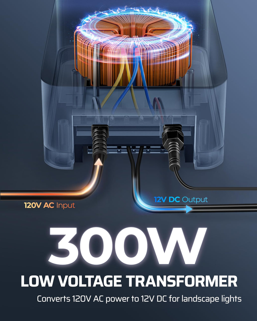 300W Low Voltage Transformer with Remote Photocell Sensor & Timer R39748