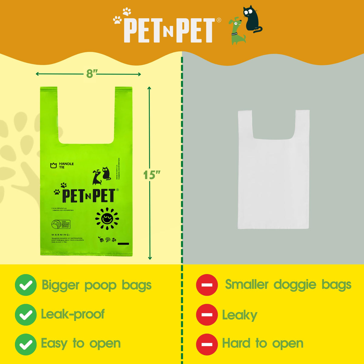 200 Count Unscented Tie Handles Poop Bags E658