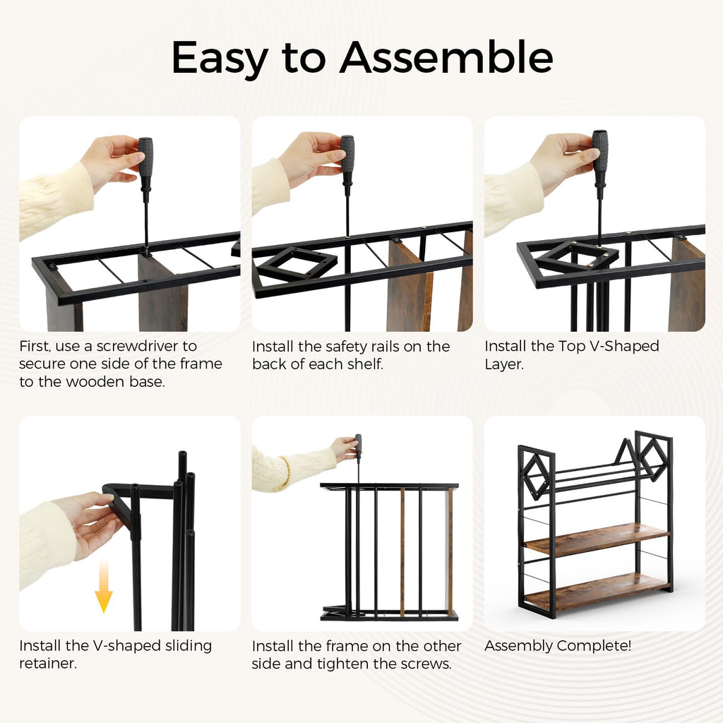 3-Tier Wooden and Metal CD Storage Rack S565413