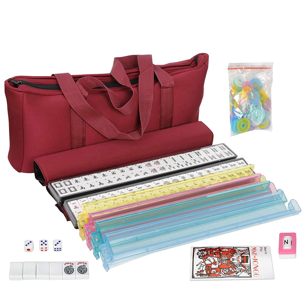 166 Tiles 4 Colors Mahjong Set with Soft Bag O754879