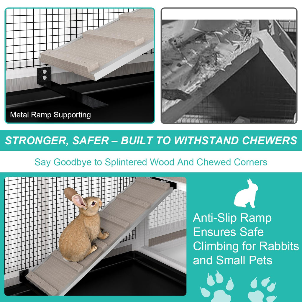 2-Tier Rabbit Hutch with Wheels E58096