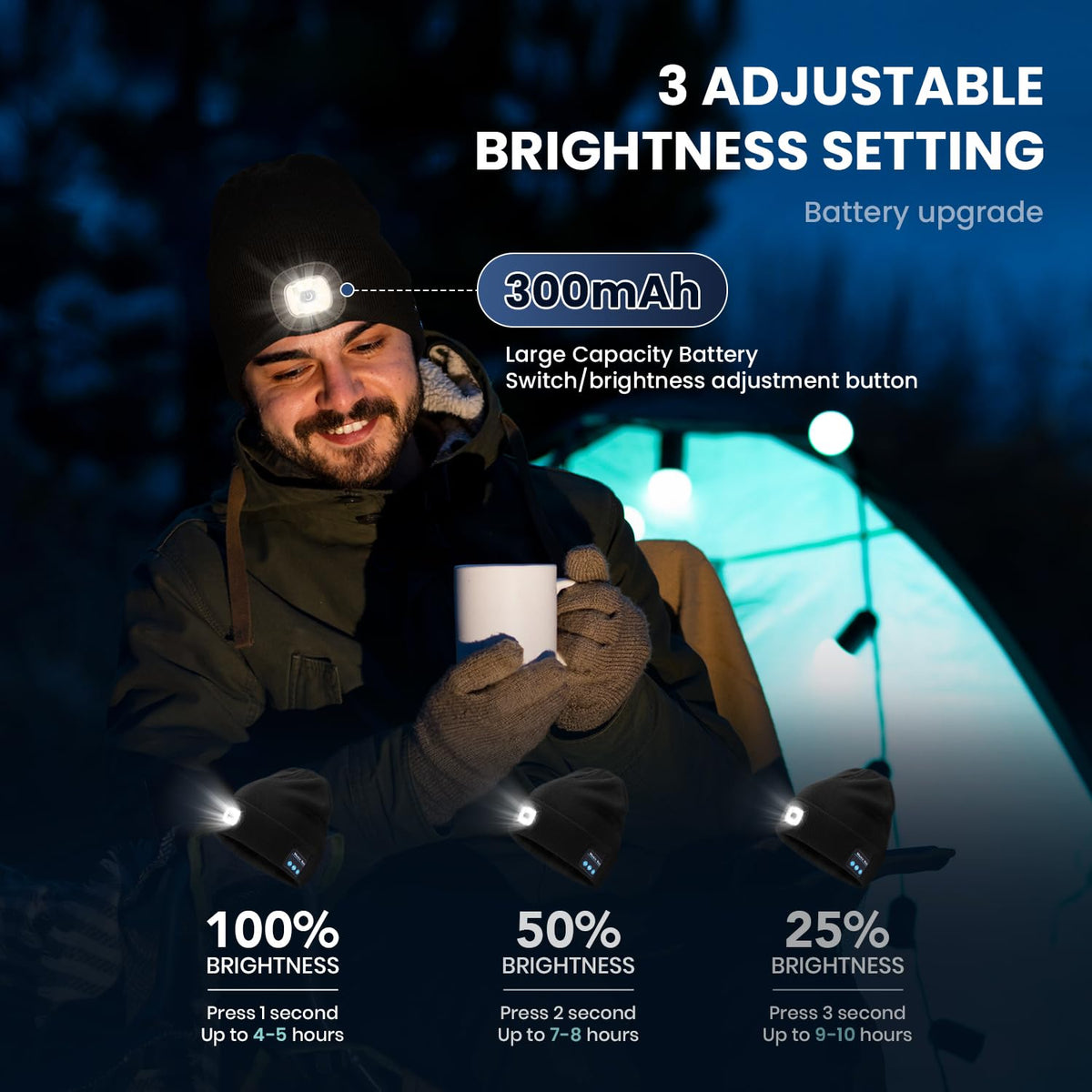 Bluetooth Beanie Hat with Light 2 Pack G156