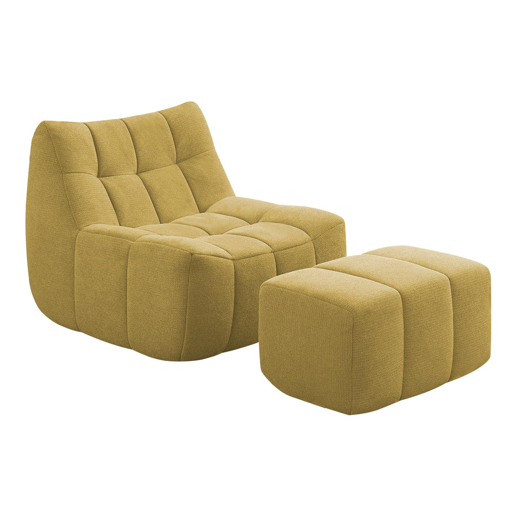 Yellow Memory Foam Bean Bag Chair with Ottoman Q42547