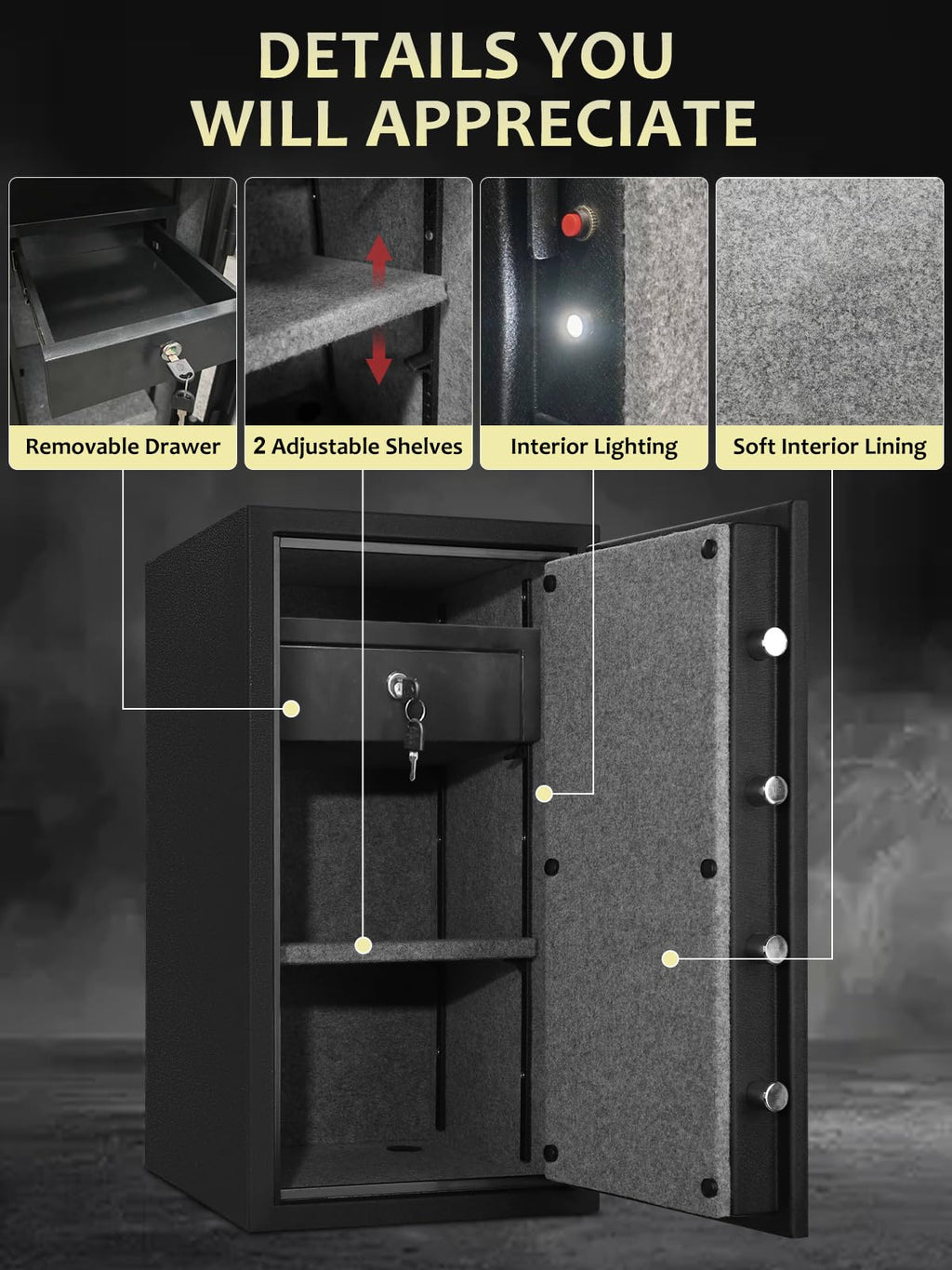 Fireproof Safe Box with Drawer, 3.47 Cu Ft L9943