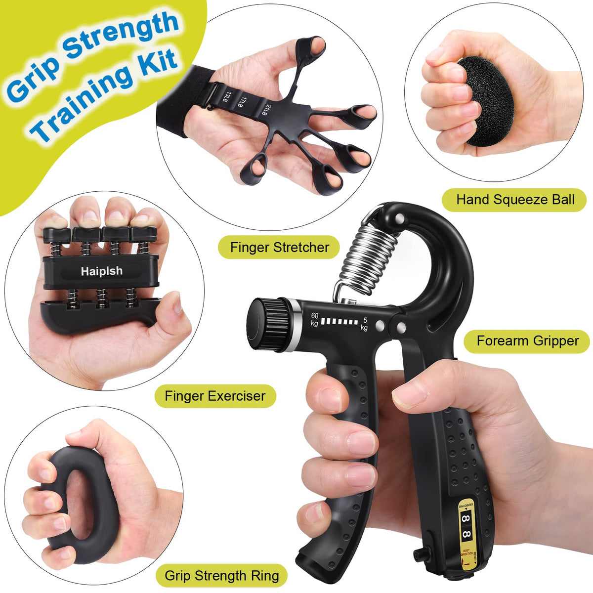 5 Pack Silicone Hand Grip Strengthener Kit Z4822