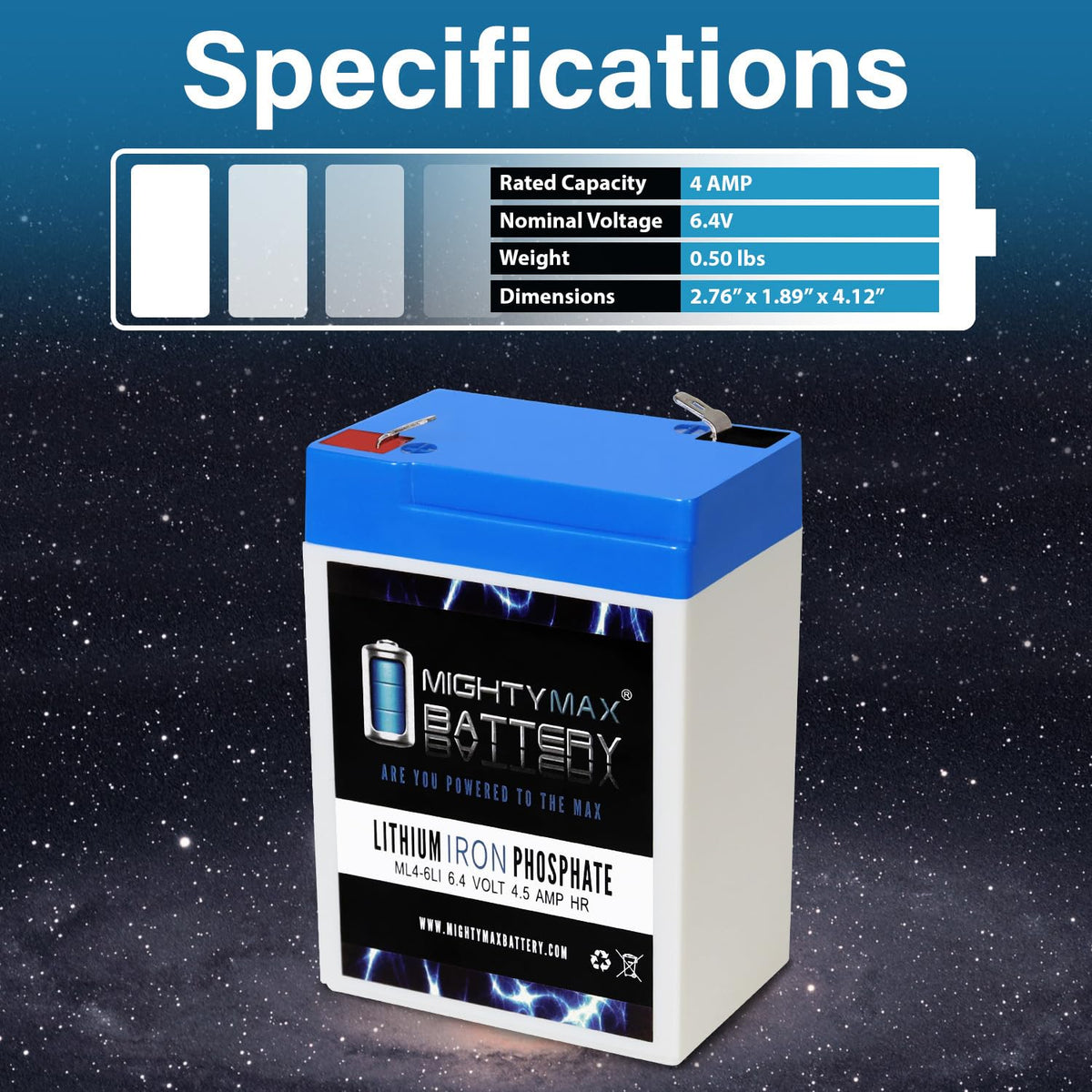 6V 4.5AH Lithium Replacement Battery S124159