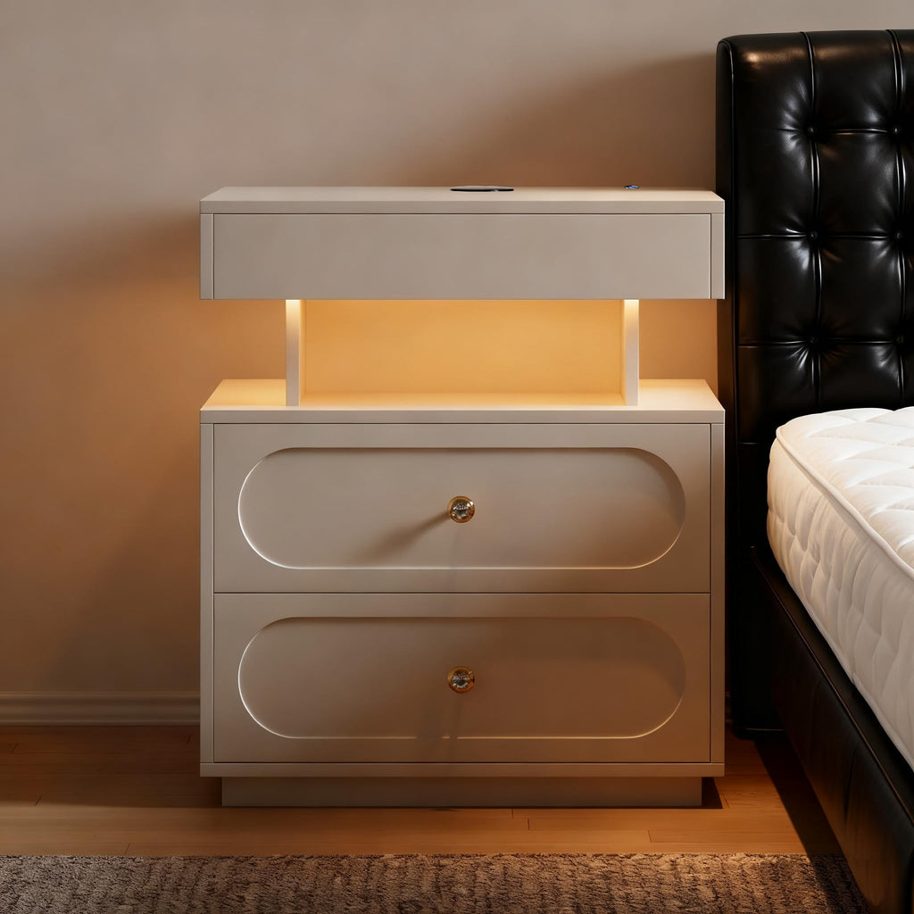 3-Drawer LED Nightstand with Light F8254