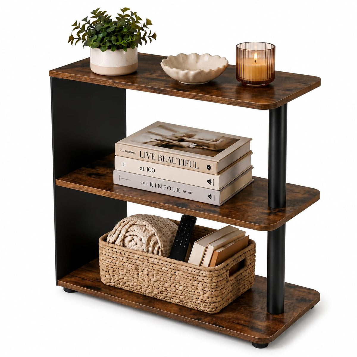 3-Tier Narrow Industrial End Table T60904