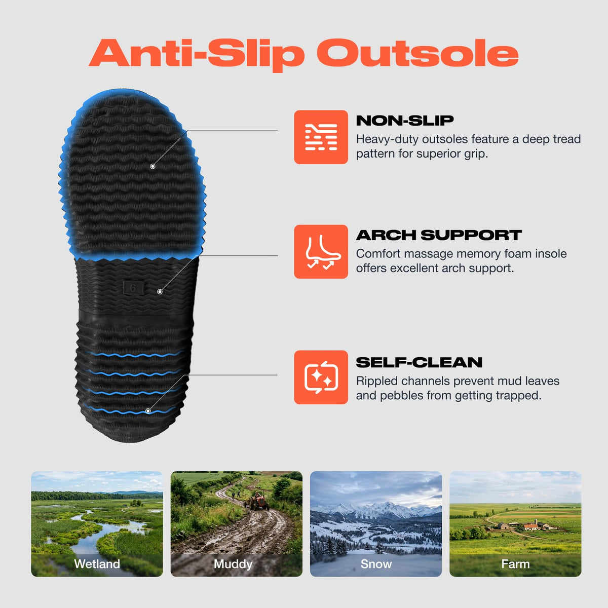 Women's Waterproof Insulated Neoprene Rubber Rain Boots E3182