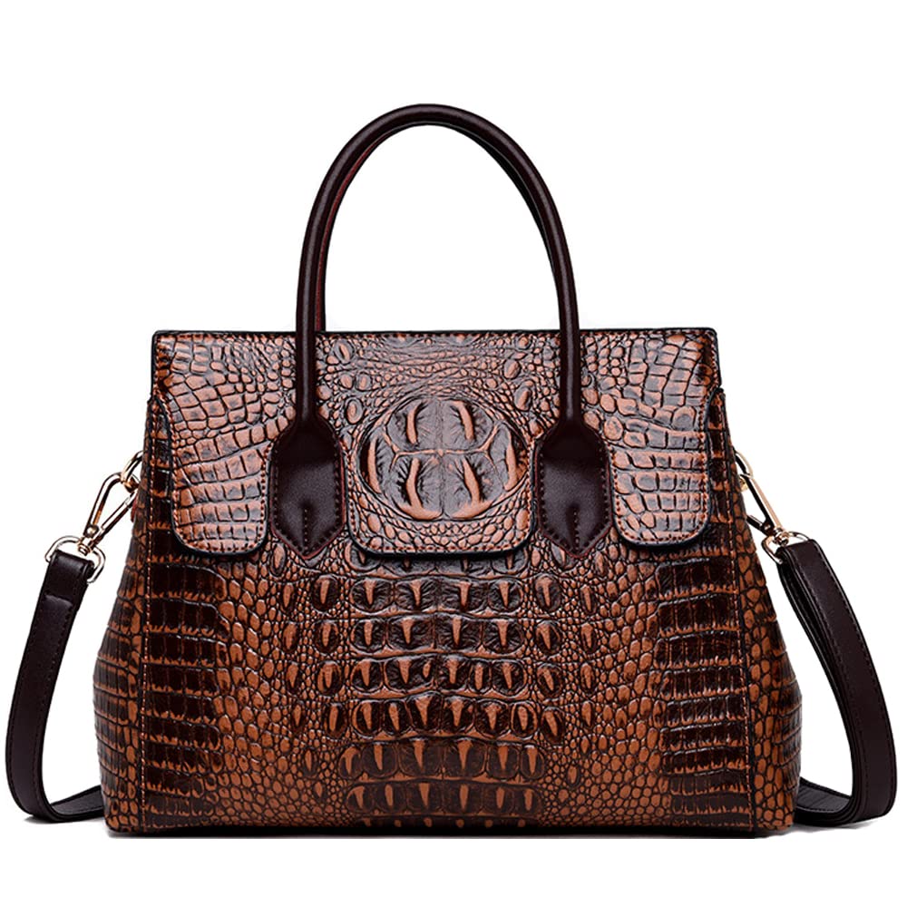 Embossed Faux Leather Satchel Handbag H566405