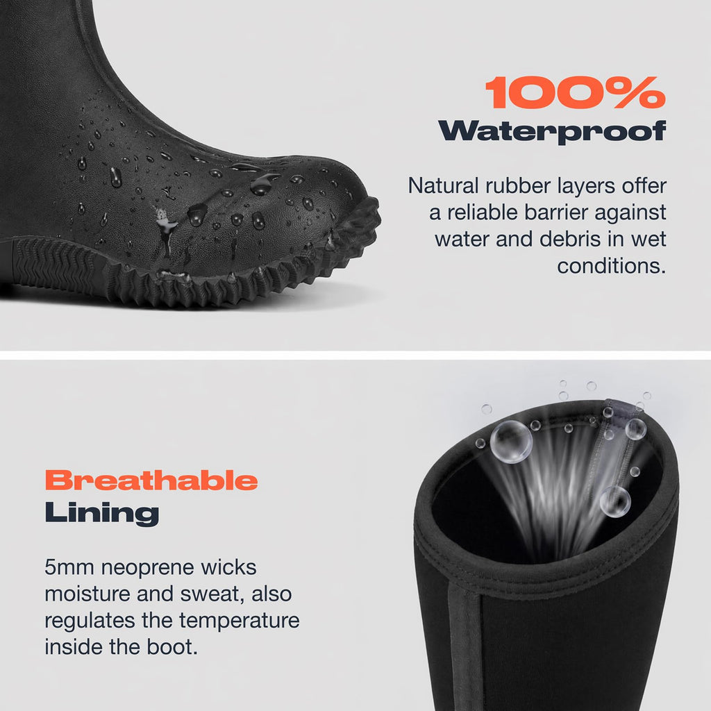Women's Waterproof Insulated Neoprene Rubber Rain Boots E3182