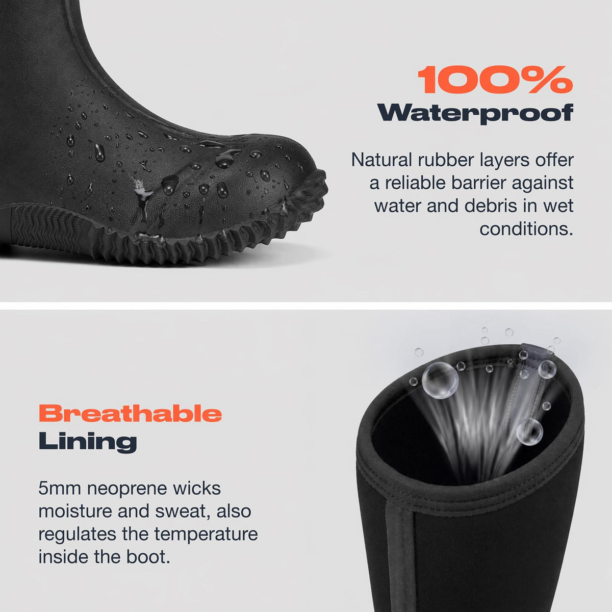 Women's Waterproof Insulated Neoprene Rubber Rain Boots E3182