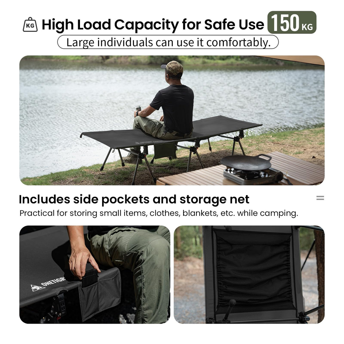 Height Adjustable Folding Camping Cot B104964