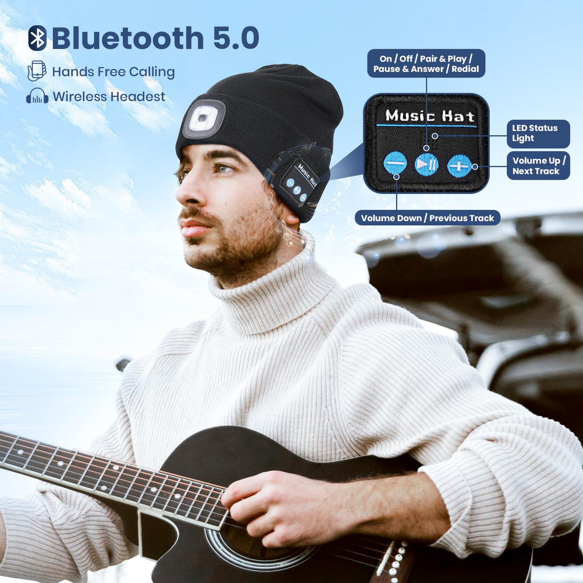 Bluetooth Beanie Hat with Light 2 Pack G156