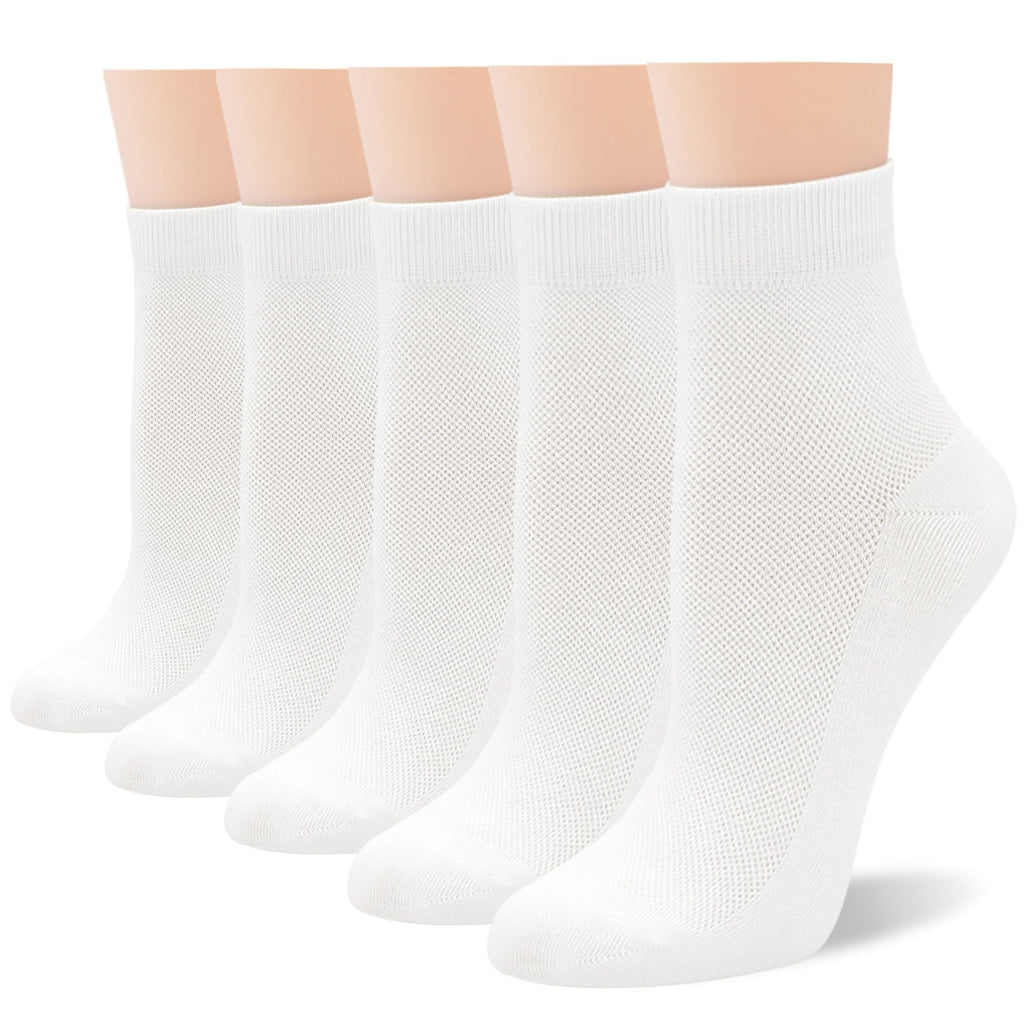 Women Thin Viscose Bamboo Above Ankle Crew Socks 5 Pairs Z41628