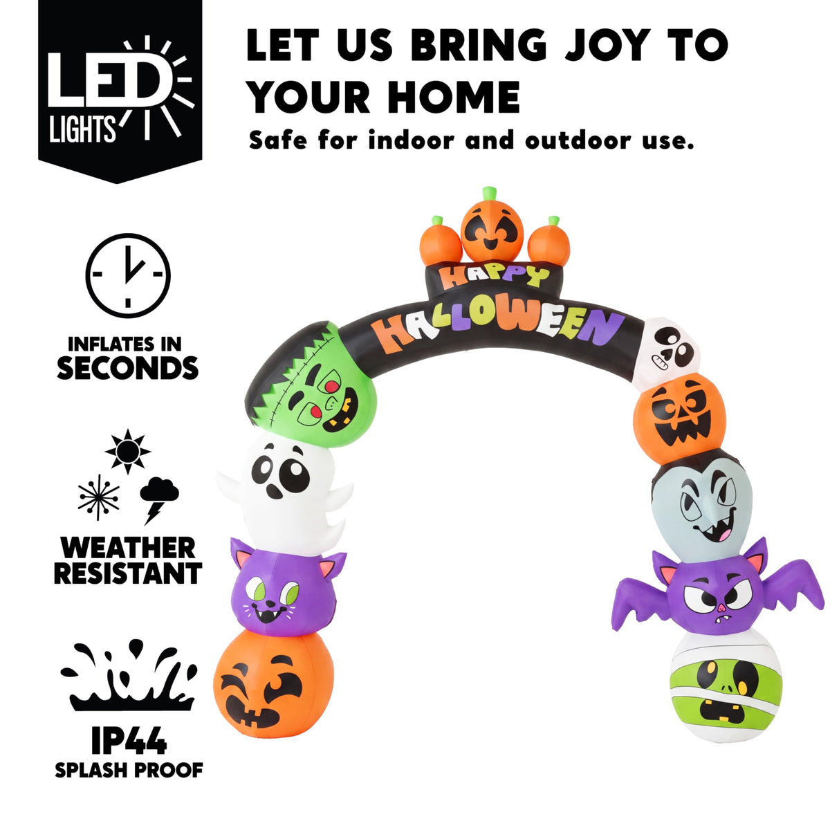 8 FT Halloween Inflatable Pumpkin Archway with LED Lights E7798