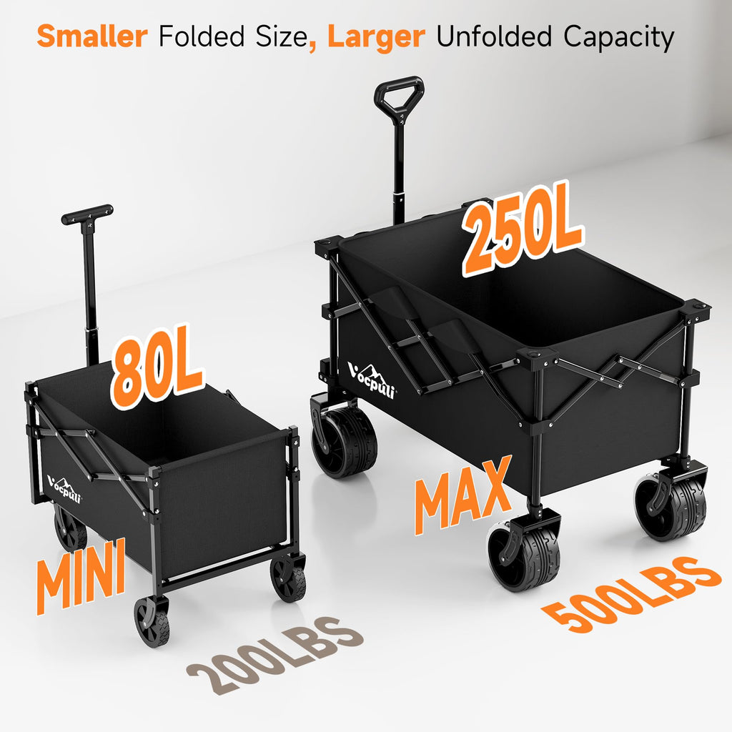 40" Black Collapsible Wagon Cart 500lbs 250L Z9062
