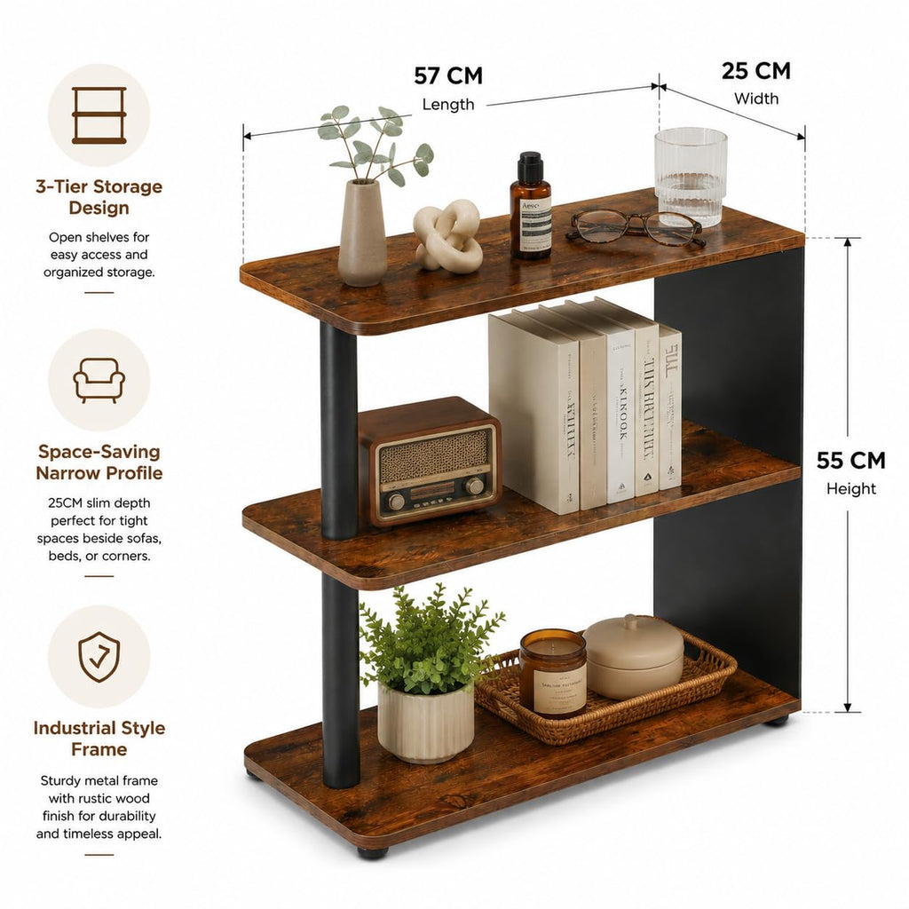 3-Tier Narrow Industrial End Table T60904