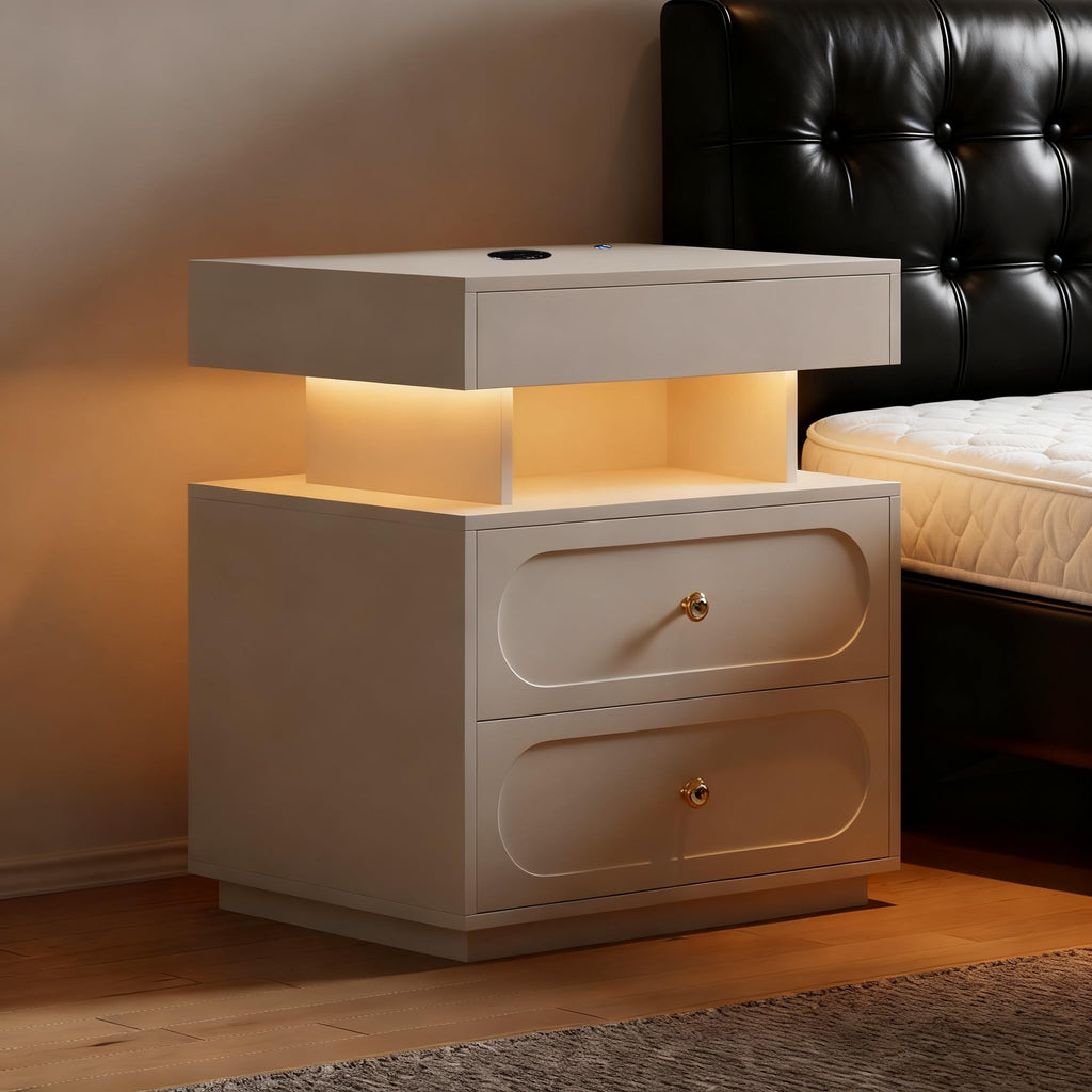 3-Drawer LED Nightstand with Light F8254