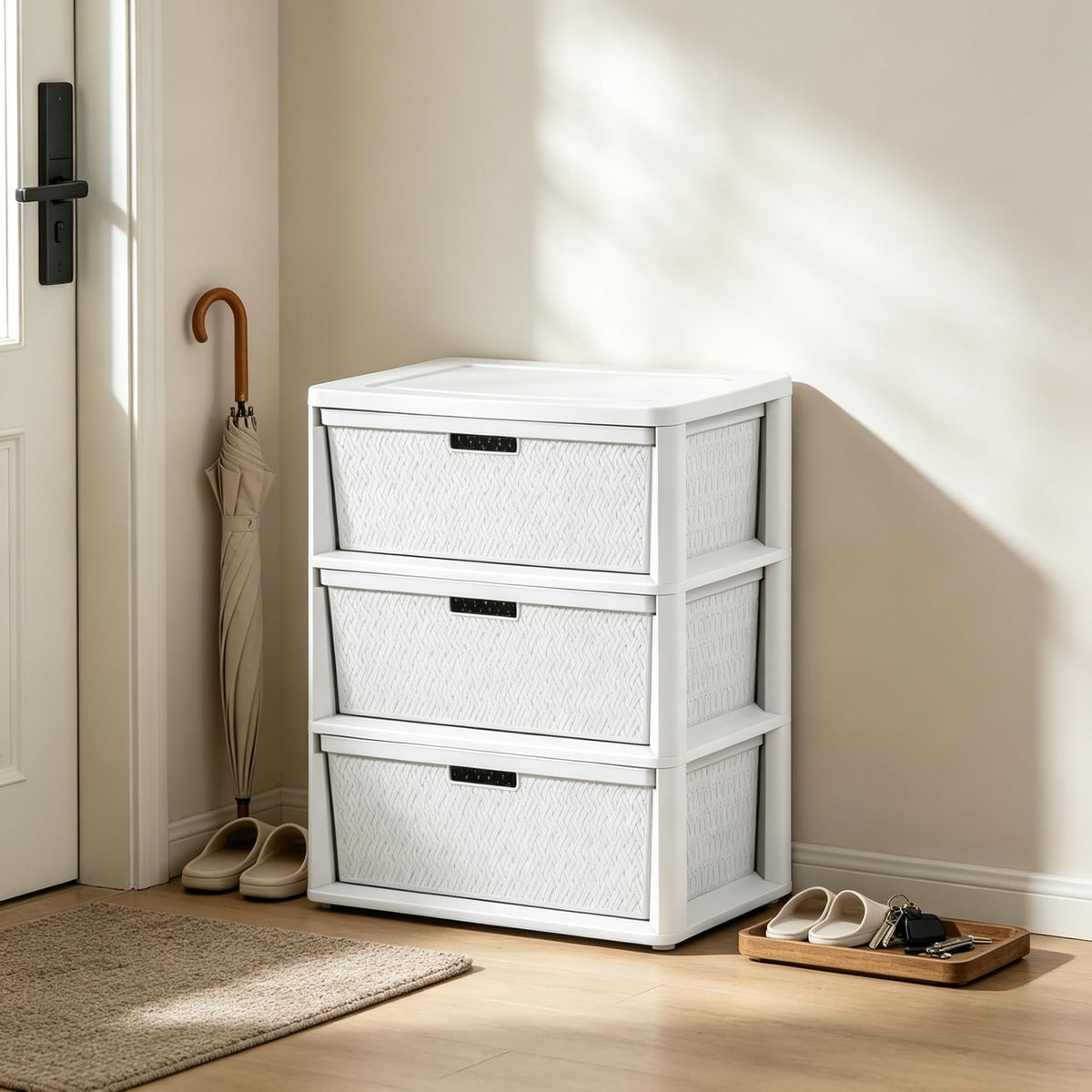 White 3 Drawer Storage Tower H307