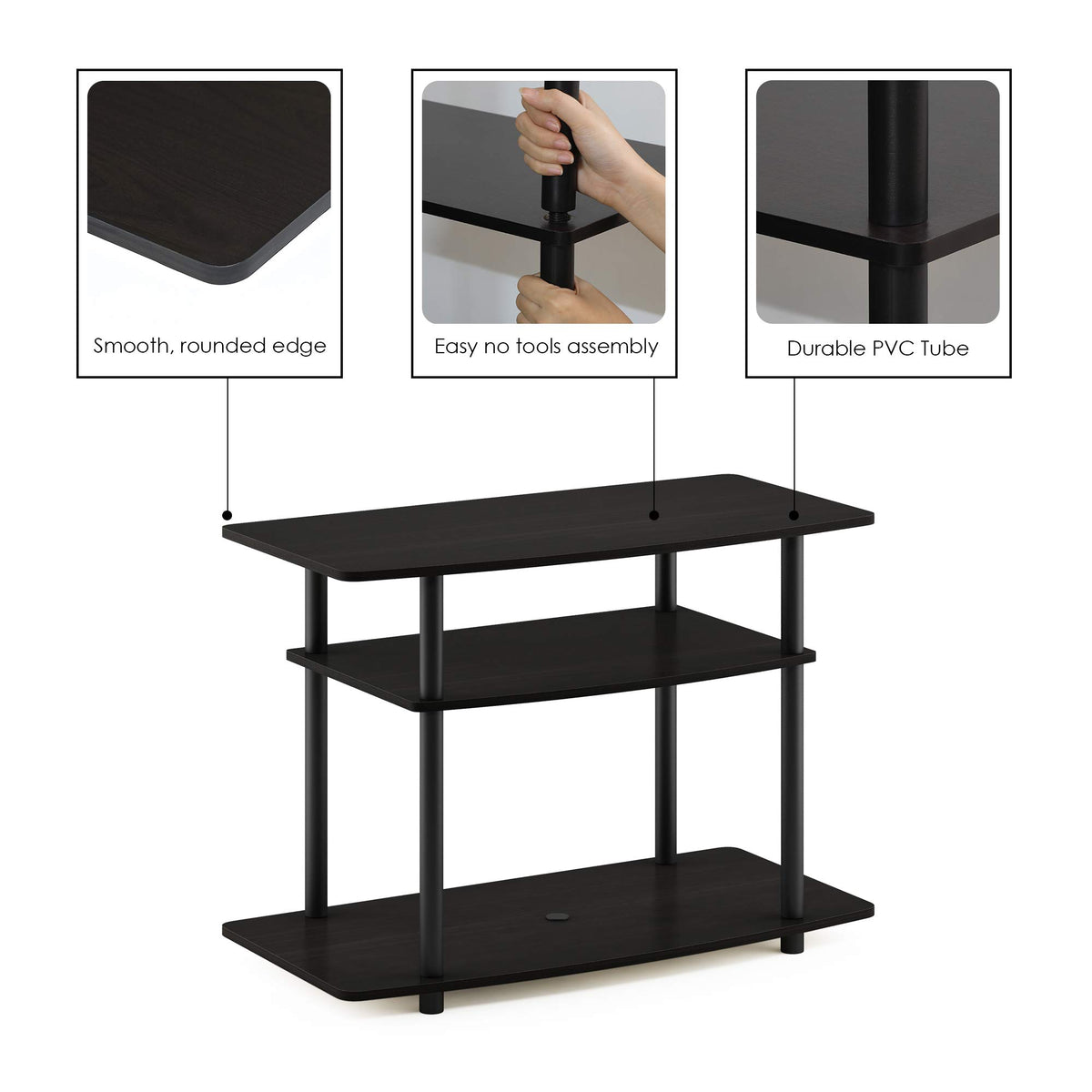 3-Tier Espresso Black TV Stand R524