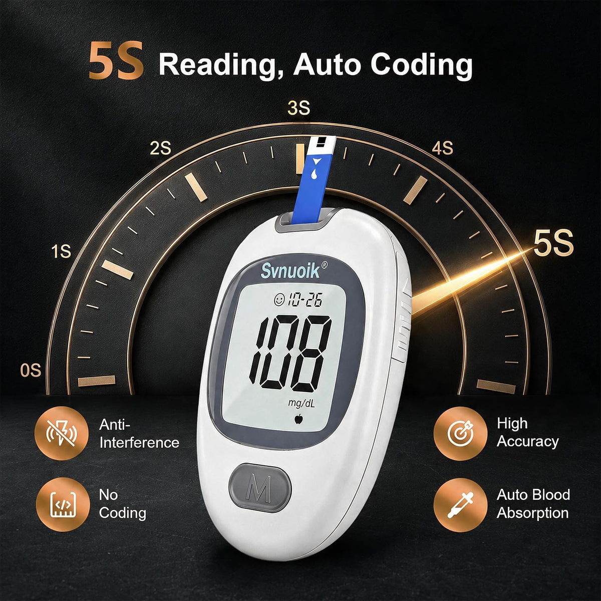 Blood Glucose Monitor Kit with 100 Strips & Lancets U694325
