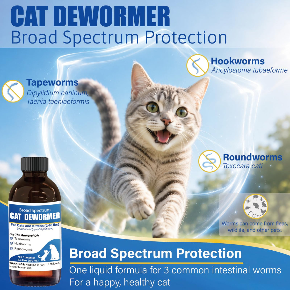 Cat Dewormer Liquid 100 mL with Oral Syringe U14536
