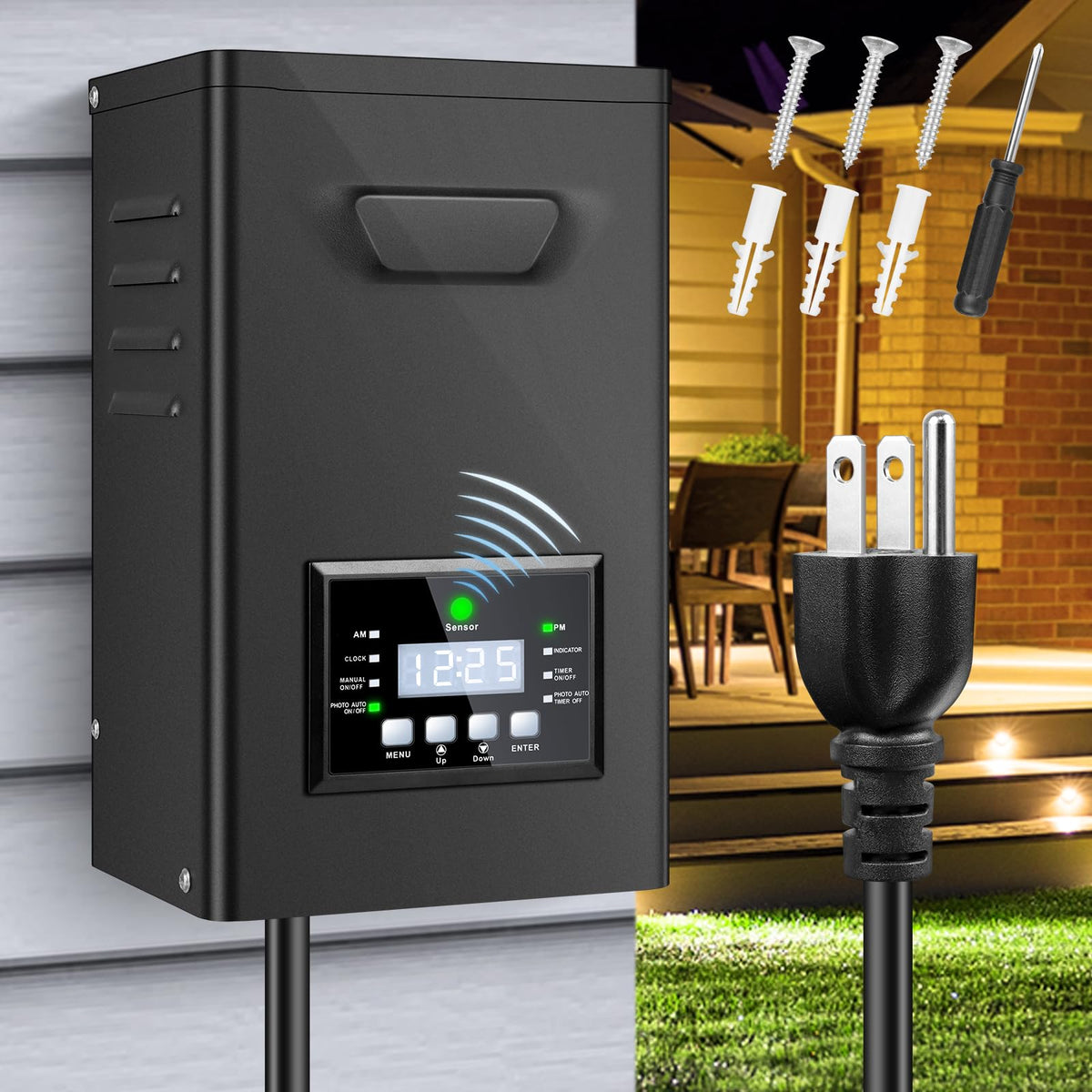 200W Low Voltage Landscape Transformer with Timer and Photocell Sensor K95590