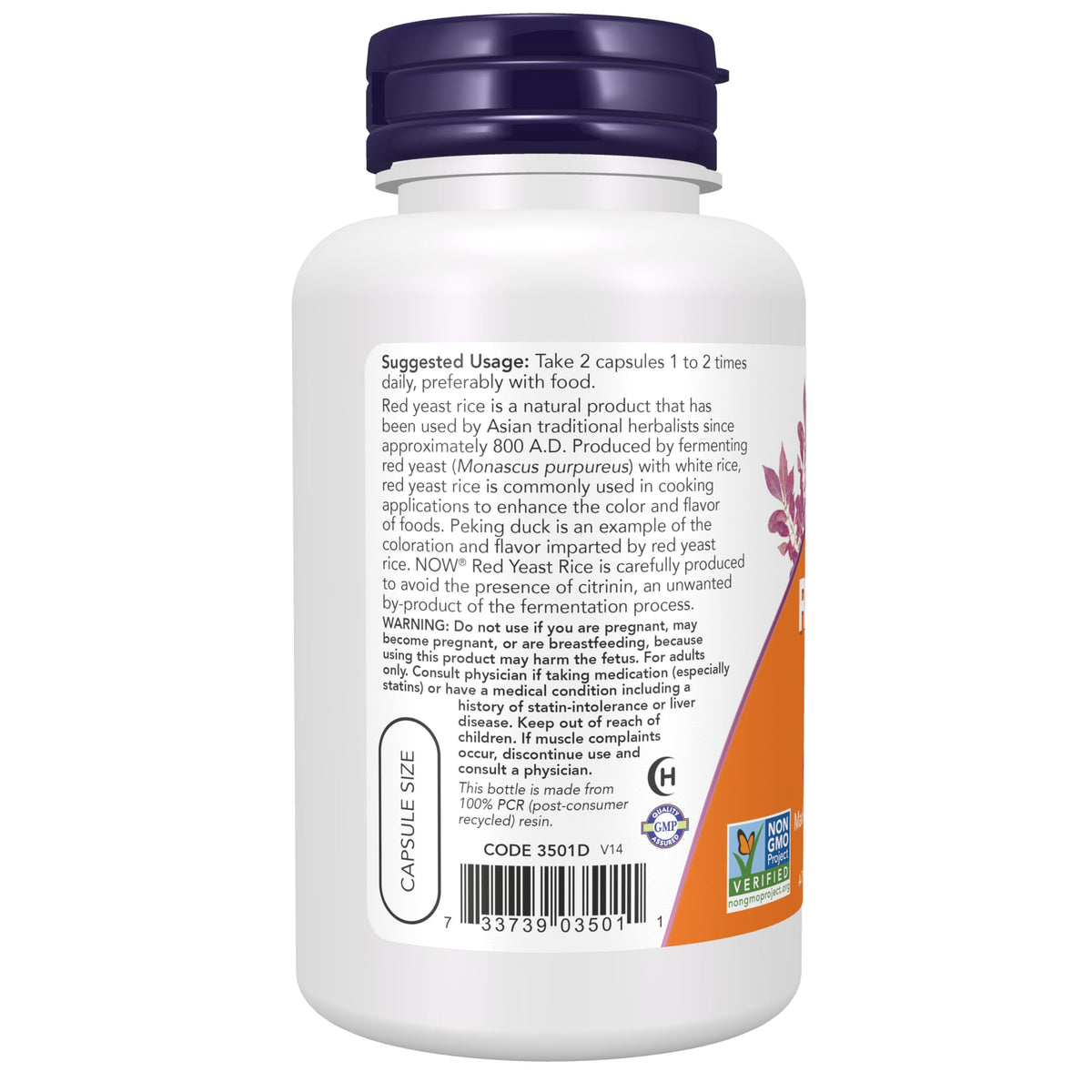 Red Yeast Rice 600 mg 120 Veg Caps R76926