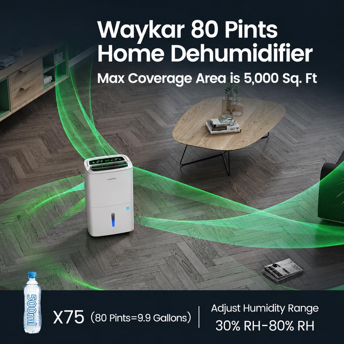 80 Pints Energy Star Dehumidifier with Drain Hose J65408