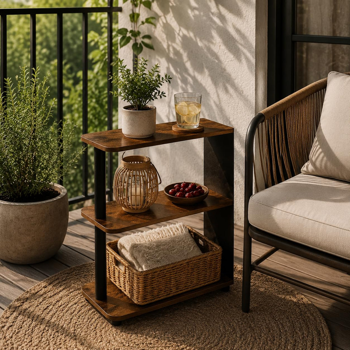 3-Tier Narrow Industrial End Table T60904