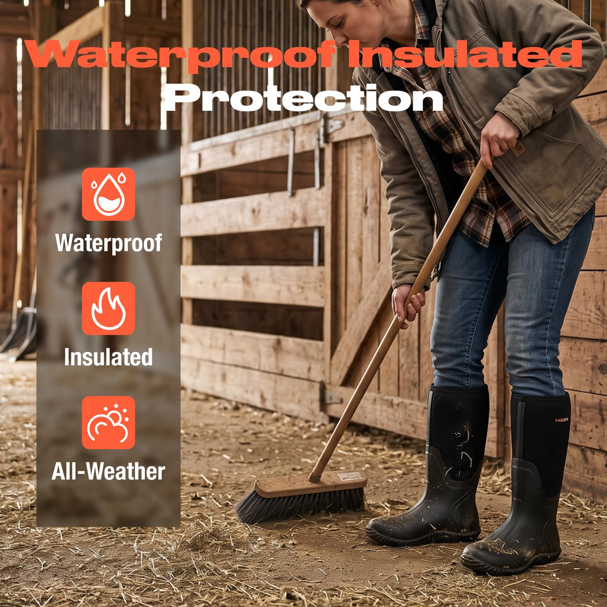 Women's Waterproof Insulated Neoprene Rubber Rain Boots E3182