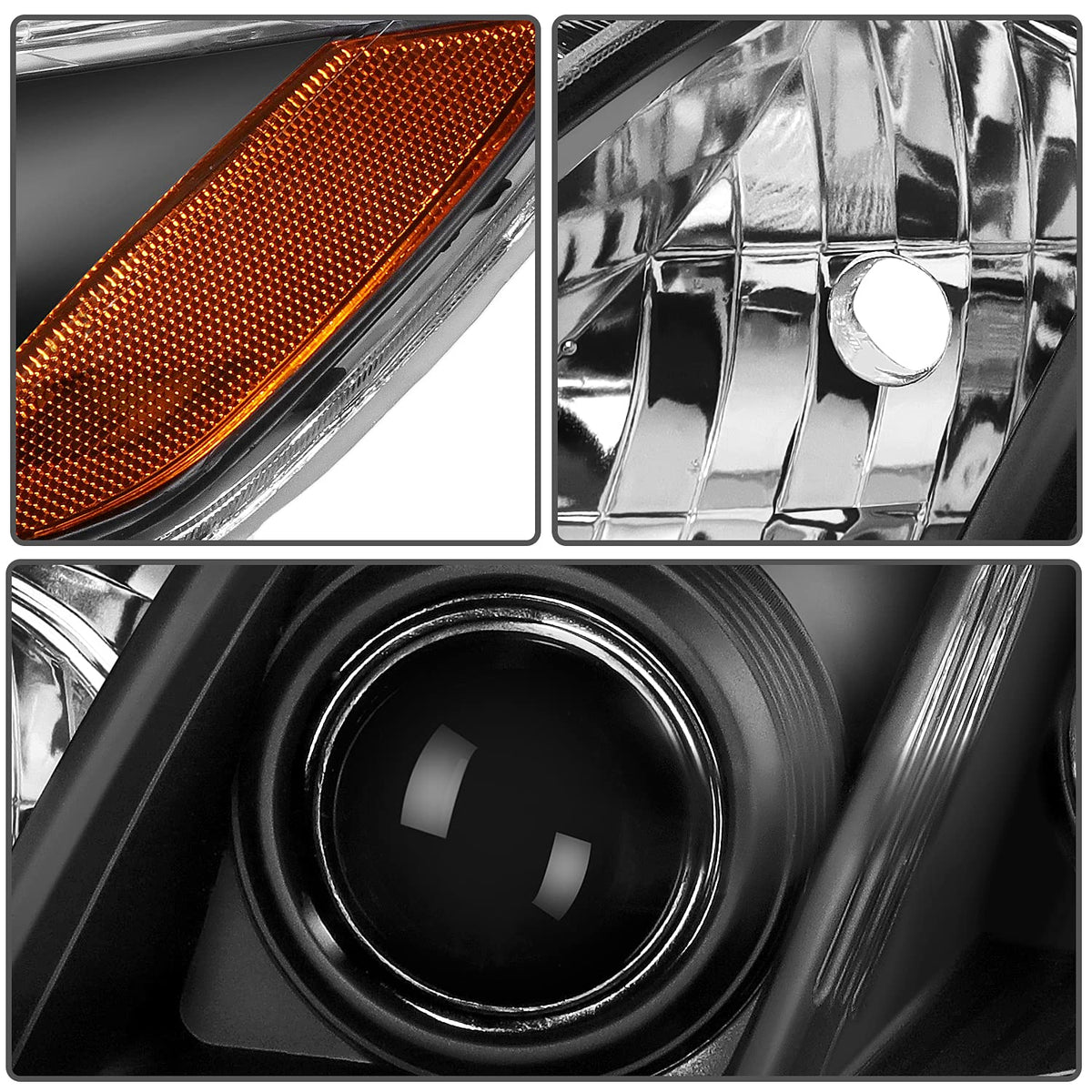 Black Housing Amber Reflector Clear Lens Headlight Assemblies W908441