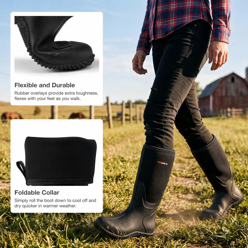 Women's Waterproof Insulated Neoprene Rubber Rain Boots E3182