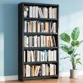 Black 69" Tall 5 Tier Metal Bookshelf V1807