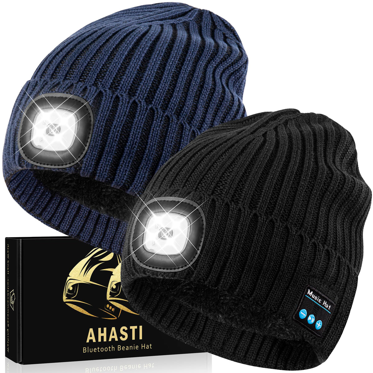 2 Pack Bluetooth Beanie Hat with Light Z7923
