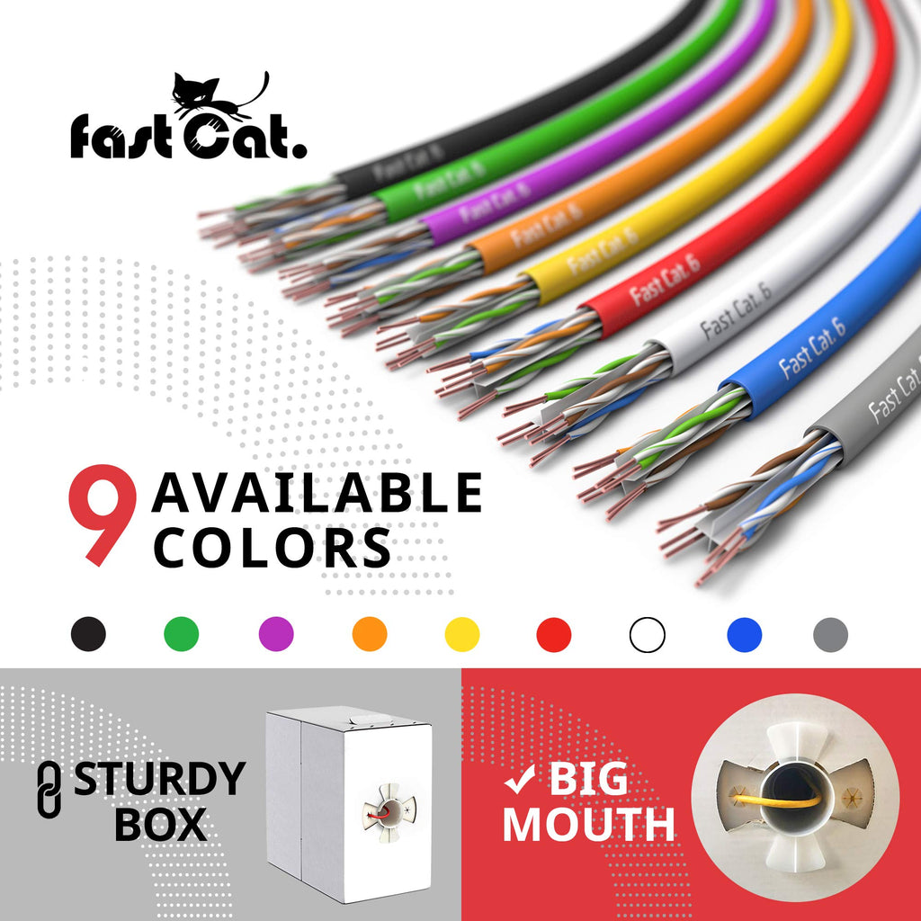 Cat 6 Ethernet Cable 1000ft Blue 23 AWG CMR Solid Bare Copper J32336